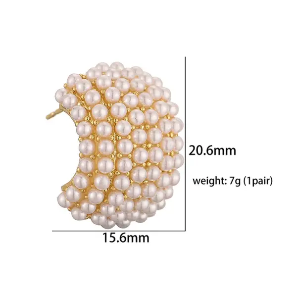 oly-2eb9bdd61aef27ca297ae1efd405e39d Wholesale 1 Pair Casual Elegant Vintage Style C Shape Plating Inlay Copper Artificial Pearls 18k Gold Plated Ear Studs