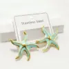 304 Stainless Steel Starfish Ion Plating (IP) Golden Plated Lady Waterproof Non Tarnish Gold Ear Studs