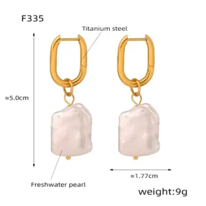F335-Irregular Fresh Water Pearl Earrings