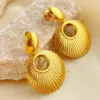 Wholesale PVD Coated Real Gold Plated 18K Gold Solid Color 304 Stainless Steel Elegant Retro Waterproof Non Tarnish Drop Earrings