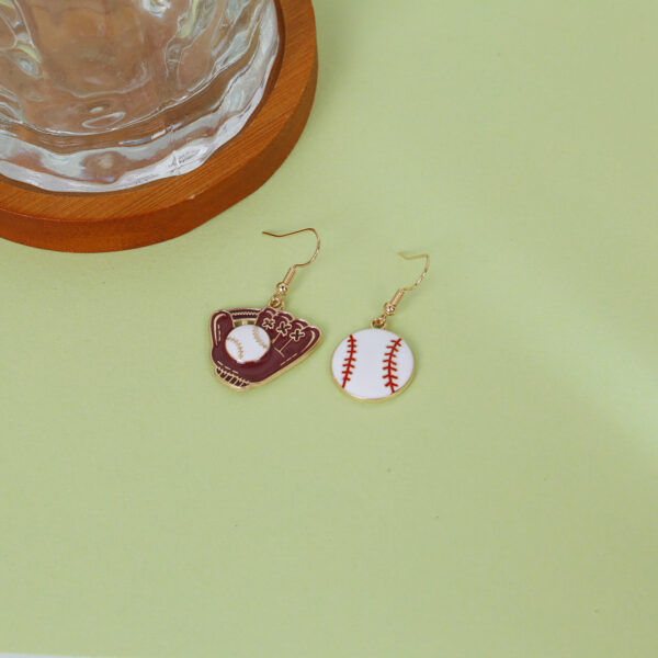 oly-2ebe70846ab6b25a89ac6bc8e6f7d454 Wholesale Fun Cartoon High-grade op Oil Baseball Earrings Simple Design Asymmetric Hat Baseball Bat Earrings Women