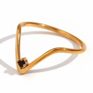 Ultra-Fine V-Shaped Spot Drill Ring-Gold / Black