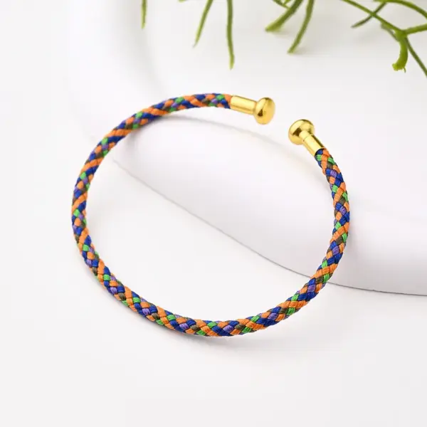 Wholesale Nylon Copper 18K Gold Plated Handmade Plating Multicolor Simple Solid Color Adjustable Bracelet