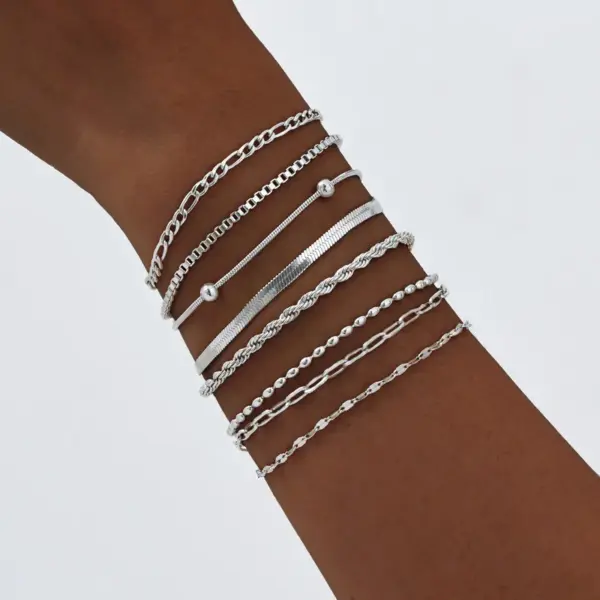 Wholesale Simple Style Solid Color 201 Stainless Steel Snake Chain Figaro Chain Chain Bracelet In Bulk