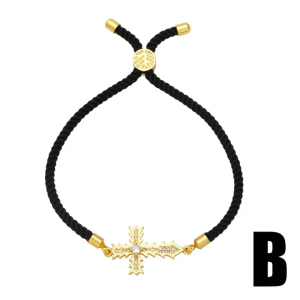 Wholesale Copper Vintage Style Cross Butterfly Inlay Zircon Bracelets