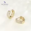 Wholesale 1 Pair XUPING Simple Style Commute Circle Inlay Copper Artificial Gemstones 18K Gold Plated Hoop Earrings