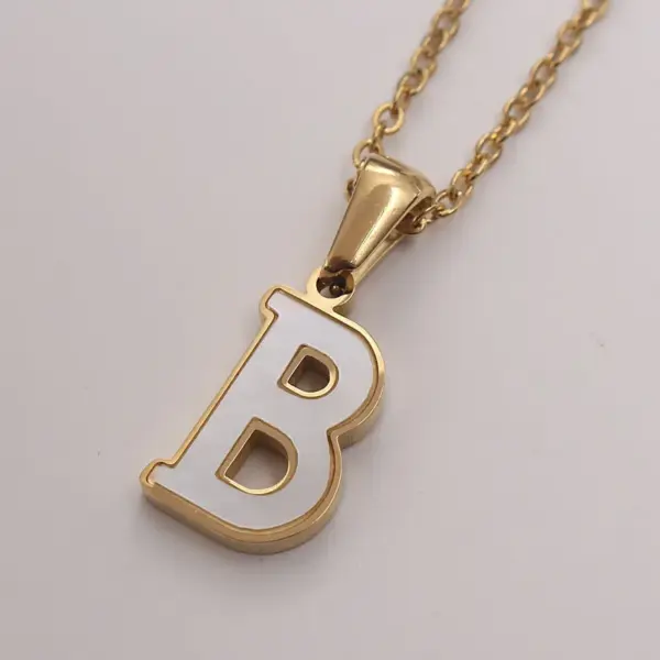 304 Stainless Steel Titanium Steel 18K Gold Plated Simple Style Plating Inlaid Shell Letter Shell
