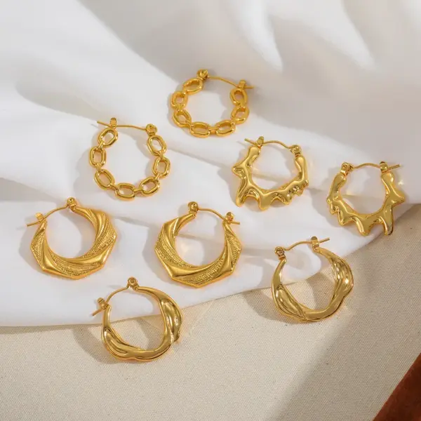 Wholesale 1 Pair Basic Simple Style Irregular Geometric Plating 304 Stainless Steel 18K Gold Plated Earrings