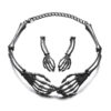Wholesale European and American style fashion unique necklace, dark style skull claw necklace, finger bone earrings, Halloween costume accessories