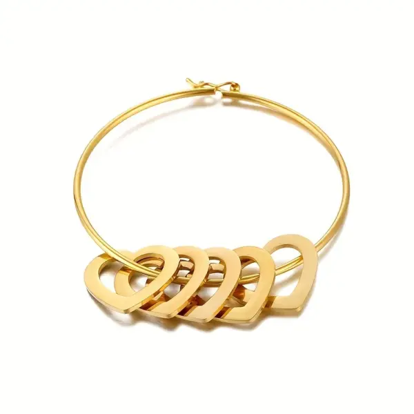 304 Stainless Steel Stainless Steel Heart Shape PVD Coated 18K Real Gold Plated Simple Style Commute Plating Bangle