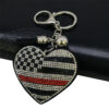 Wholesale Velvet Diamond-Encrusted National Flag Peach Heart Keychain