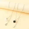 Wholesale Fashion Stainless Steel Sun And Moon Friendship Card Heart-shaped Natural Stone Clavicle Chain