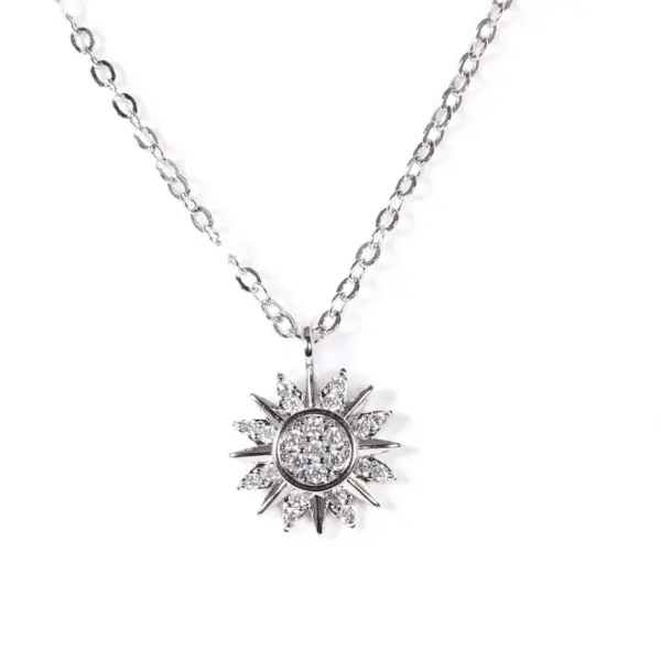 Wholesale Jewelry Classic Style Sun Moon Copper Zircon Pendant Necklace