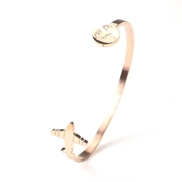 Wholesale Ins Style Map Airplane Titanium Steel Plating Cuff Bracelets