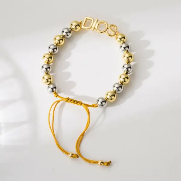 Copper 18K Gold Plated Beaded Solid Color Bracelets