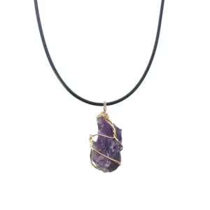 Dark Amethyst [with Leather Rope]] / Pendant Size Is about 13--22mm