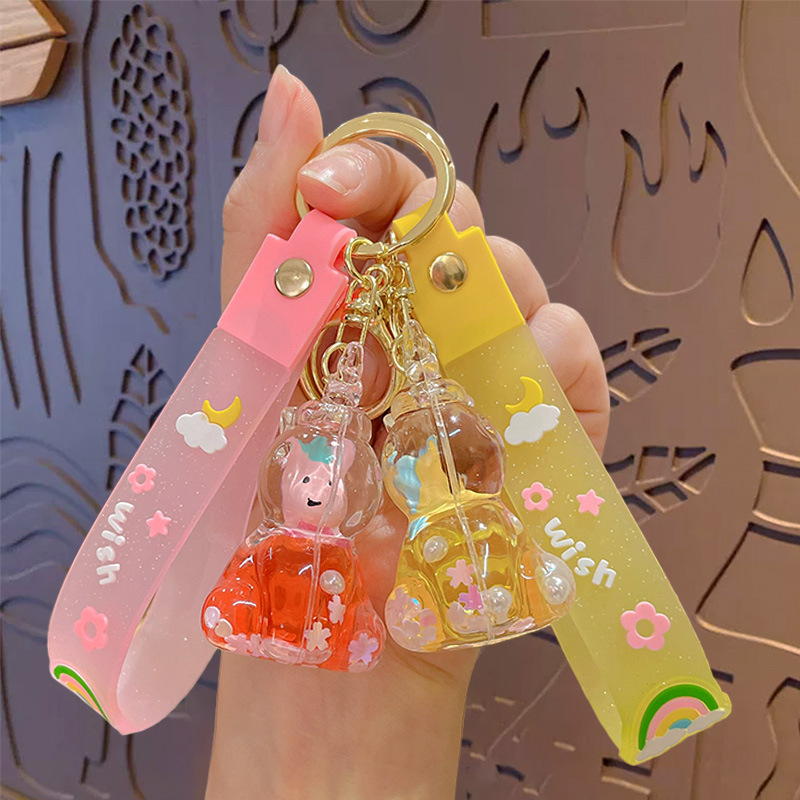 Wholesale Cartoon cute unicorn oil pendant keychain cole schoolbag pendant car key chain small gift