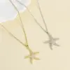 Wholesale PVD Coated 18K Gold Plated Starfish 304 Stainless Steel Romantic Shiny Waterproof Non Tarnish 304 Stainless Steel Pendant Necklace