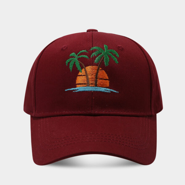 Wholesale New Seaside Coconut Tree Embroidered Hard Top Cap Women's Beach Sun Protection Sun Hat Amazon Hot Selling Baseball Cap Men