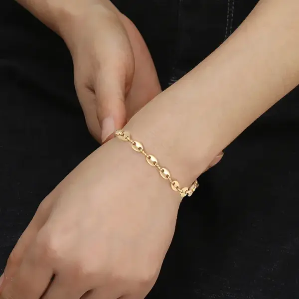 Wholesale Simple Style Geometric 304 Stainless Steel 18K Gold Plated Bracelets In Bulk