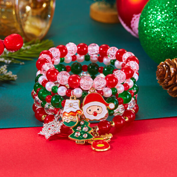 Wholesale Christmas versatile jewelry, Christmas tree heart polymer clay colorful beaded bracelet