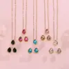 304 Stainless Steel Glass Water oplets Ion Plating (IP) Artificial Rhinestones 18K Gold Plated Sweet Simple Style Waterproof Non Tarnish Inlay Regular Chain Multicolor-Golden Yellow Jewelry Set