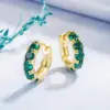 Wholesale Fashion Diamond Emerald Geometric Copper 14k Gold Earrings Female