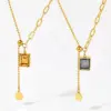 Wholesale Jewelry Fashion Geometric 304 Stainless Steel Zircon 16K Gold Plated White Gold Plated Gold Plated Inlay Stainless Steel Necklaces