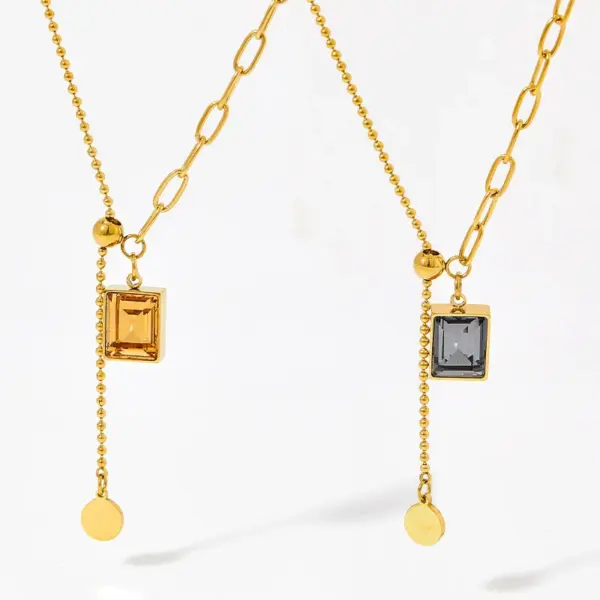 Wholesale Jewelry Fashion Geometric 304 Stainless Steel Zircon 16K Gold Plated White Gold Plated Gold Plated Inlay Stainless Steel Necklaces