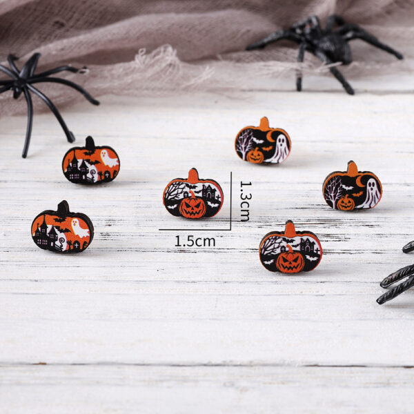 oly-2ef55320c5c40a960ad16d12ccd8e812 Wholesale Cross-Border New Halloween Ghost Witch Hat Black Cat Ghost Face Pumpkin Earrings Set Wooden Party Earrings Gift