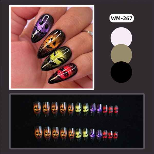 oly-2ef7c1957a5d728c95d157c591f83f0f Wholesale Halloween colorful cute ghost face almond false nail tips wear nail tips