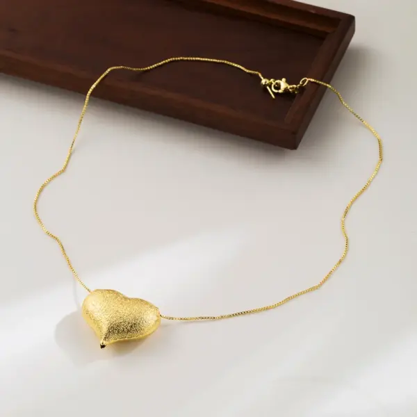 Wholesale Basic Simple Style Heart Shape Copper Plating 18k Gold Plated Pendant Necklace