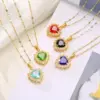 Wholesale Jewelry IG Style Simple Style Heart Shape Titanium Steel Copper Zircon Plating Inlay Pendant Necklace
