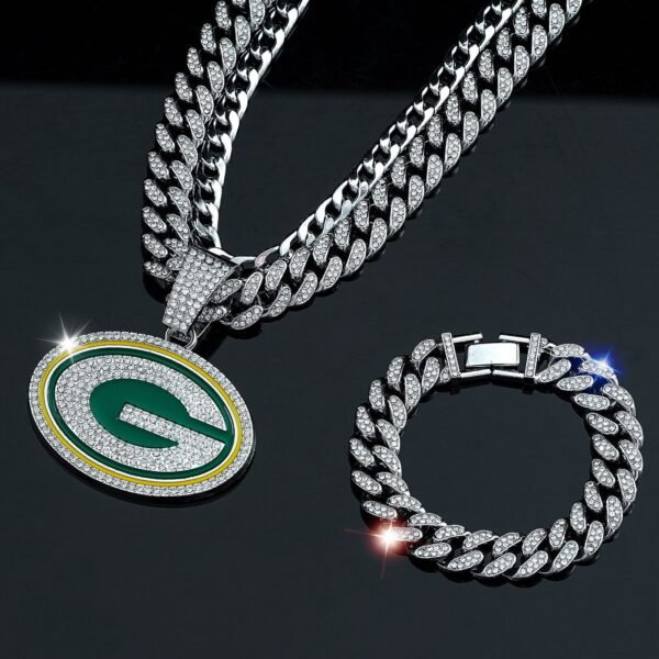 Wholesale Punk hip-hop letter G round diamond necklace and bracelet set