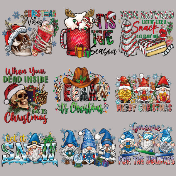 Wholesale Colorful Cartoon Christmas Heat Transfer