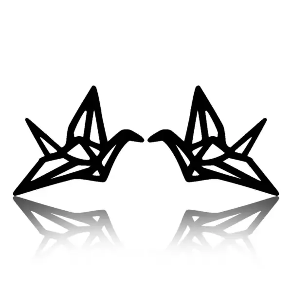 Wholesale PVD Coated 18K Gold Real Gold Plated Paper Crane 304 Stainless Steel Simple Style Korean Style Waterproof Non Tarnish Earrings Ear Studs