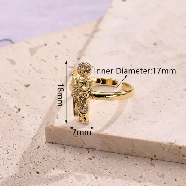 Wholesale Jewelry Vacation Modern Style Virgin Mary Heart Shape Jesus Copper Zircon 18K Gold Plated Polishing Plating Inlay Rings