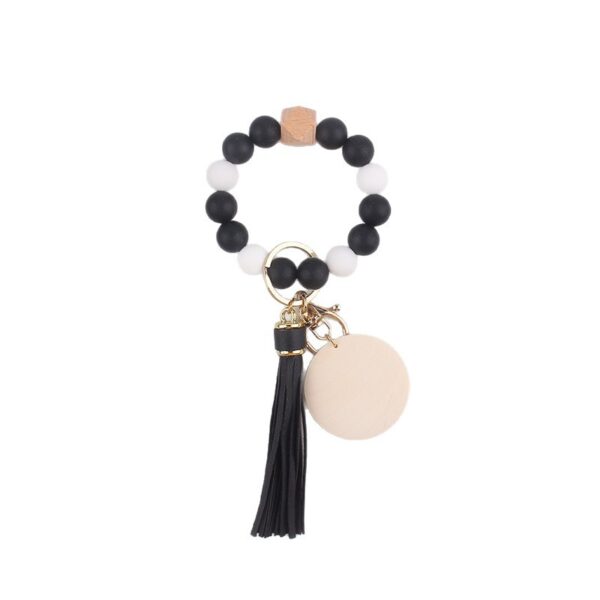 Wholesale Spot Silicone Ball Bead Key Bracelet Teacher's Day Valentine's Day Wrist Keychain Pendant Leather Bracelet