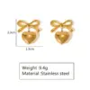 Wholesale Ion Plating (IP) 18K Gold Plated Heart Shape Bow Knot 304 Stainless Steel Elegant Glam Classic Style Waterproof Non Tarnish Drop Earrings