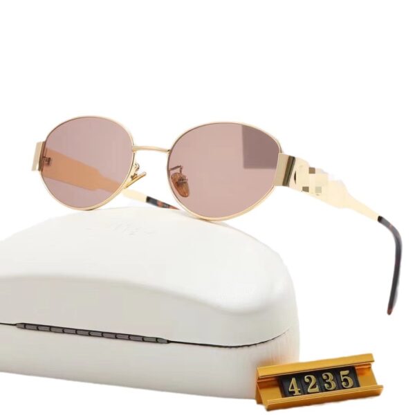 Wholesale Red Riding Book Sunglasses Women's Trendy 2024 Metallic Western Style Sunglasses Men's Cat's Eye Oval Wide Leg Internet Celebrity Same Style Glasses