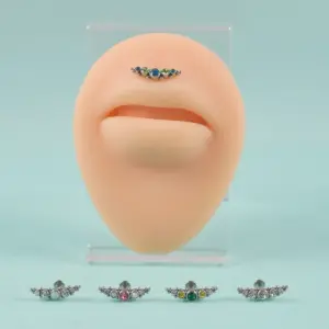 Wholesale 1 Piece Ear Cartilage Rings & Studs Simple Style Round 304 Stainless Steel Copper Zircon Inlay Resin Zircon