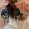 Wholesale European and American Exaggerated Accessible Luxury Style Street Style Unique Rhinestone Earrings Creative Hip-Hop Cowboy Hat Diamond Tassel Ear Hook Earrings