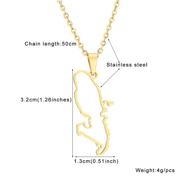 Wholesale Map Map Of Martinique 201 Stainless Steel 304 Stainless Steel Vintage Style 304 Stainless Steel Pendant Necklace
