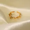 Wholesale PVD Coated Real Gold Plated Geometric 316 Stainless Steel Retro Waterproof Non Tarnish Open Ring