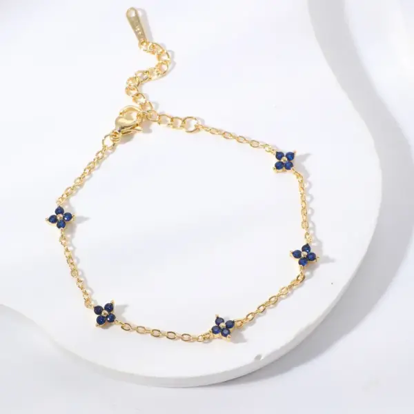 Wholesale Small Flower Zircon Tassel Exquisite Copper Bracelet Unisex Daily Accessories Birthday Gift