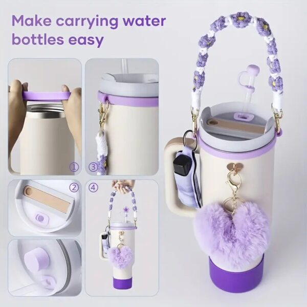 Wholesale in stock cross-border Stanley cup accessories suit love plush pendant leak-proof stopper cup cover portable rope