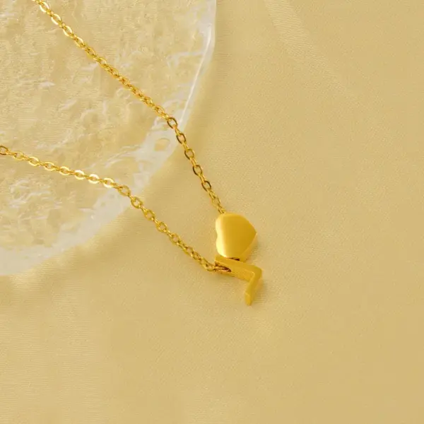 Wholesale PVD Coated 18K Gold Plated Letter Heart Shape 304 Stainless Steel Casual French Style Waterproof Non Tarnish 304 Stainless Steel Pendant Necklace