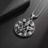 Wholesale Cross-border European and American Personality Death Round Brand Stainless Steel Necklace Men's Hip-hop Creative Five-pointed Star Skull Death Pendant