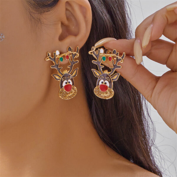 Wholesale Christmas light string reindeer and rhinestone snowman earrings
