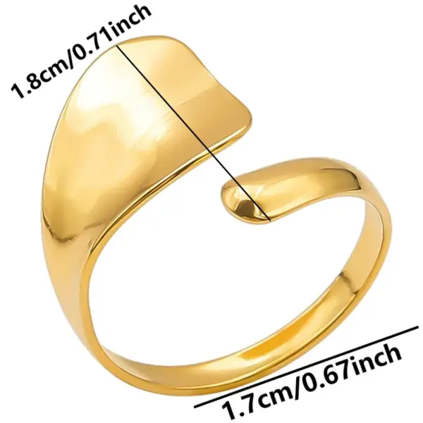 PVD Coated Real Gold Plated 18K Gold Geometric 304 Stainless Steel Simple Style Waterproof Non Tarnish Open Rings